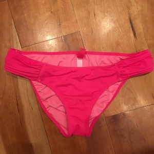Pink ruffle on sides cheeky swim botton